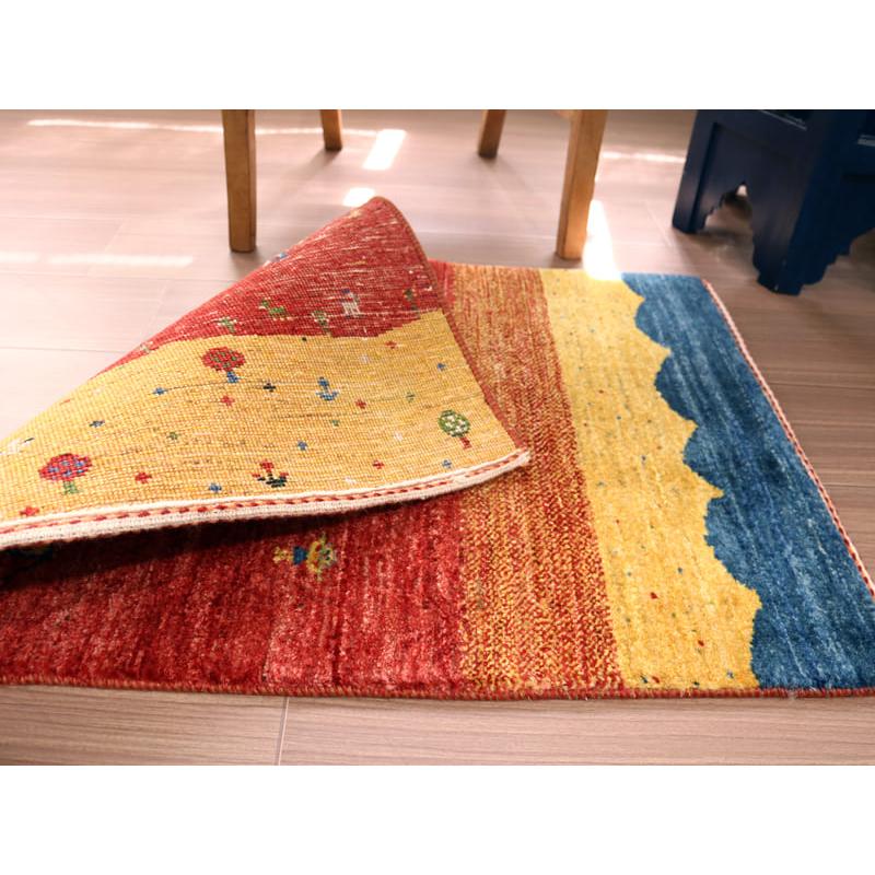 ギャッベ　バナフシェ　イラン産手織りラグ 82x56cm 風景のギャッベ 夕陽に染まる平原 | ブランド登録なし | 05