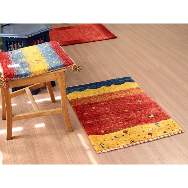 ギャッベ　バナフシェ　イラン産手織りラグ 82x56cm 風景のギャッベ 夕陽に染まる平原 | ブランド登録なし | 09