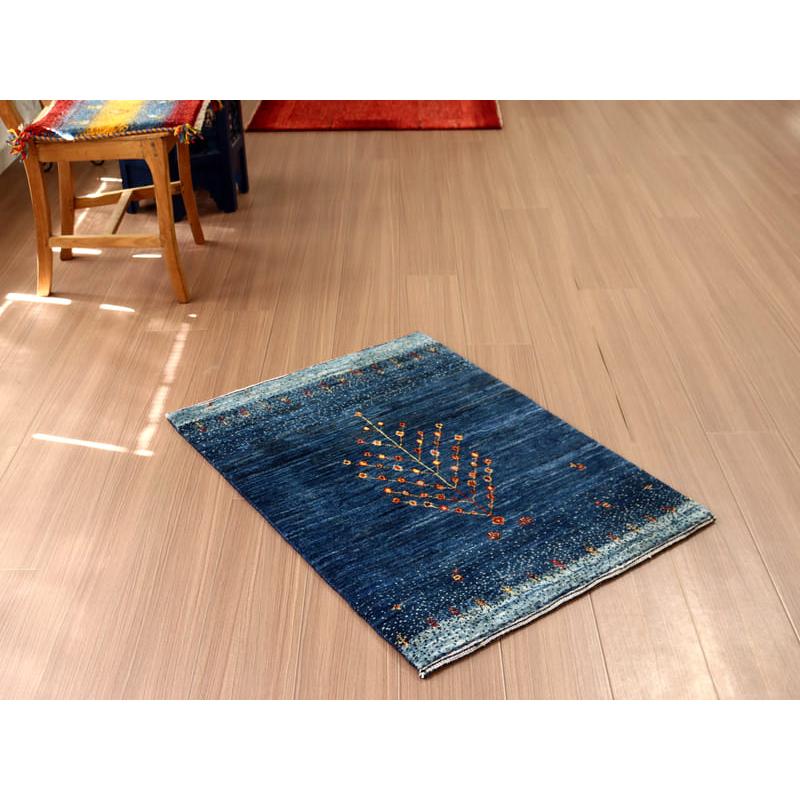 ギャッベ ノウバフト　手織りラグ Nowbaft  90x65cm 玄関マットサイズ ブルー　生命の樹 | ブランド登録なし | 11