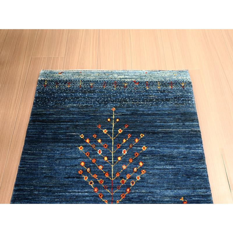 ギャッベ ノウバフト　手織りラグ Nowbaft  90x65cm 玄関マットサイズ ブルー　生命の樹 | ブランド登録なし | 02
