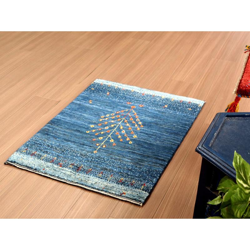 ギャッベ ノウバフト　手織りラグ Nowbaft  90x65cm 玄関マットサイズ ブルー　生命の樹 | ブランド登録なし | 04