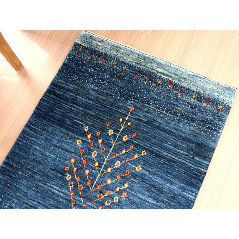 ギャッベ ノウバフト　手織りラグ Nowbaft  90x65cm 玄関マットサイズ ブルー　生命の樹 | ブランド登録なし | 06