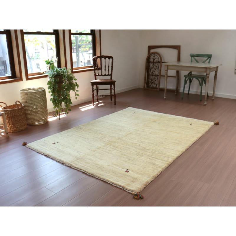 ギャッベ Gabbeh イラン産 手織りラグ 200x150cm ナチュラルアイボリー 毛足の長いふかふかな織り | ブランド登録なし | 01