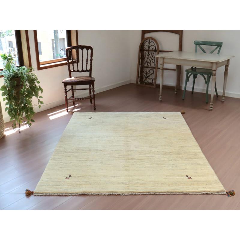 ギャッベ Gabbeh イラン産 手織りラグ 200x150cm ナチュラルアイボリー 毛足の長いふかふかな織り | ブランド登録なし | 05