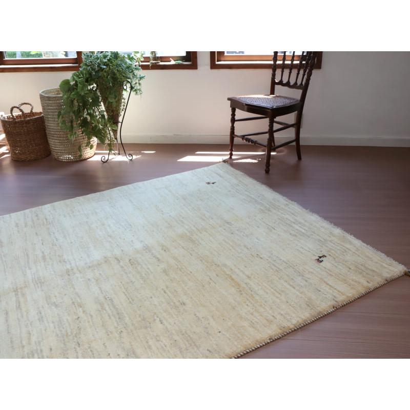 ギャッベ Gabbeh イラン産 手織りラグ 200x150cm ナチュラルアイボリー 毛足の長いふかふかな織り | ブランド登録なし | 06