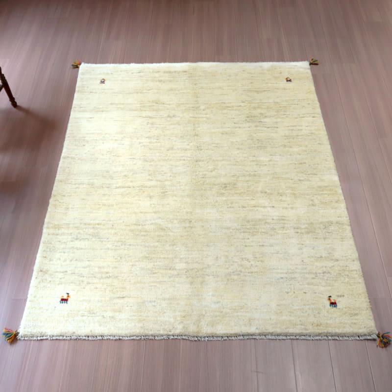 ギャッベ Gabbeh イラン産 手織りラグ 190x150cm ナチュラルアイボリー 毛足の長いふかふかな織り | ブランド登録なし