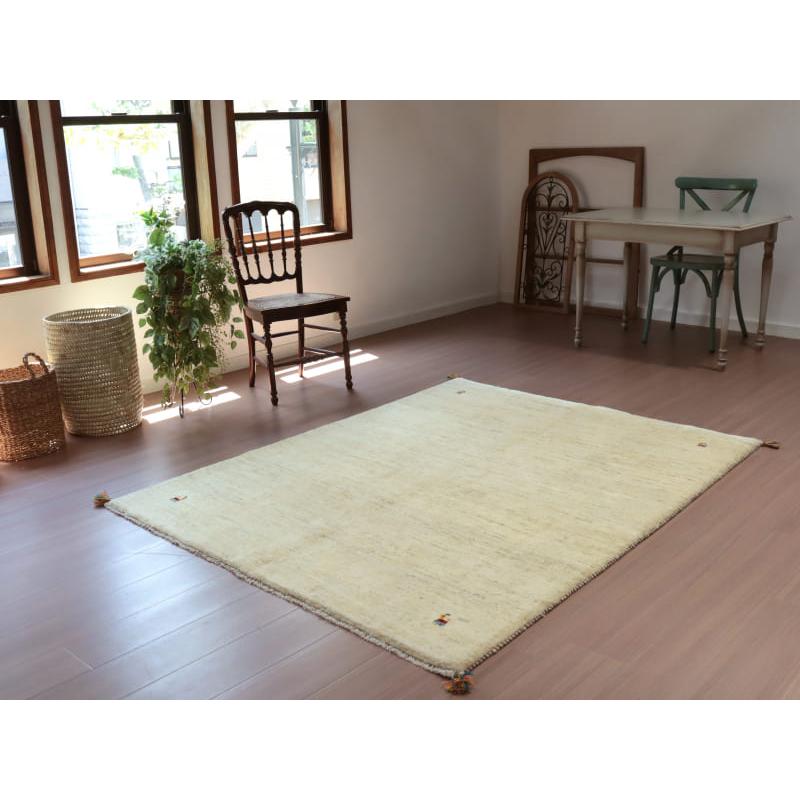 ギャッベ Gabbeh イラン産 手織りラグ 190x150cm ナチュラルアイボリー 毛足の長いふかふかな織り | ブランド登録なし | 01