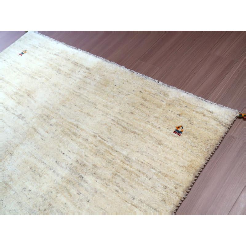 ギャッベ Gabbeh イラン産 手織りラグ 190x150cm ナチュラルアイボリー 毛足の長いふかふかな織り | ブランド登録なし | 04