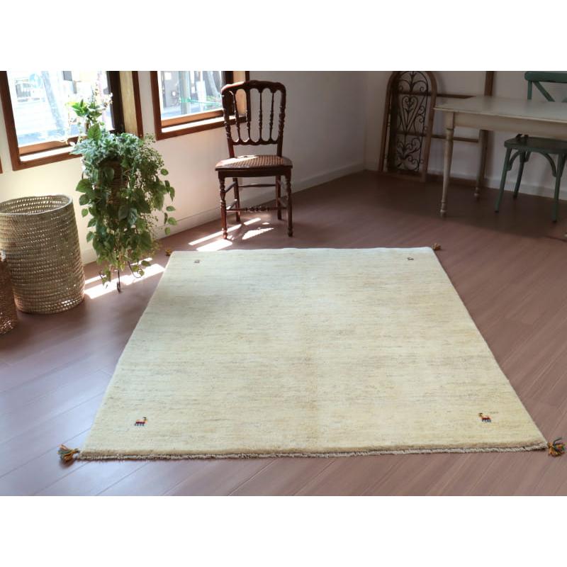 ギャッベ Gabbeh イラン産 手織りラグ 190x150cm ナチュラルアイボリー 毛足の長いふかふかな織り | ブランド登録なし | 05