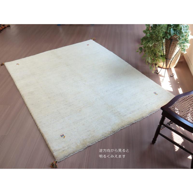 ギャッベ Gabbeh イラン産 手織りラグ 190x150cm ナチュラルアイボリー 毛足の長いふかふかな織り | ブランド登録なし | 07