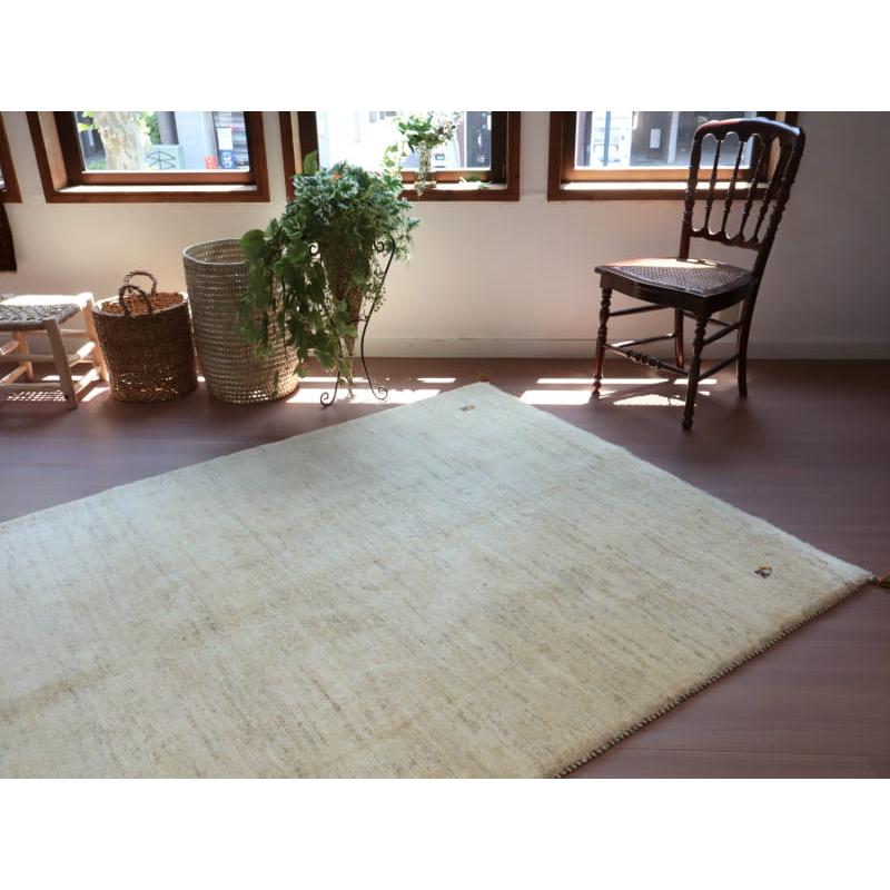 ギャッベ Gabbeh イラン産 手織りラグ 190x150cm ナチュラルアイボリー 毛足の長いふかふかな織り | ブランド登録なし | 08