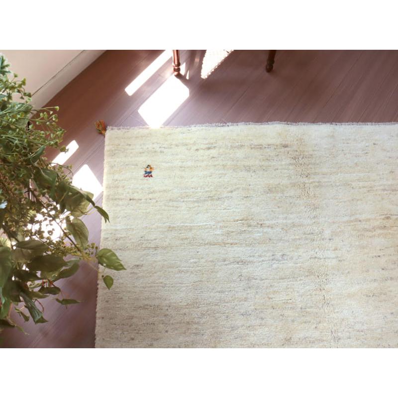 ギャッベ Gabbeh イラン産 手織りラグ 190x150cm ナチュラルアイボリー 毛足の長いふかふかな織り | ブランド登録なし | 09