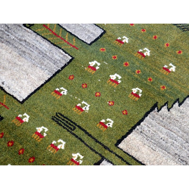 【感謝キャンペーン】ギャッベ リビング168×120 グリーン　緑　生命の木　花 年末キャンペーン】ギャッベ リビング168×120 グリーン 緑 生命の木 花