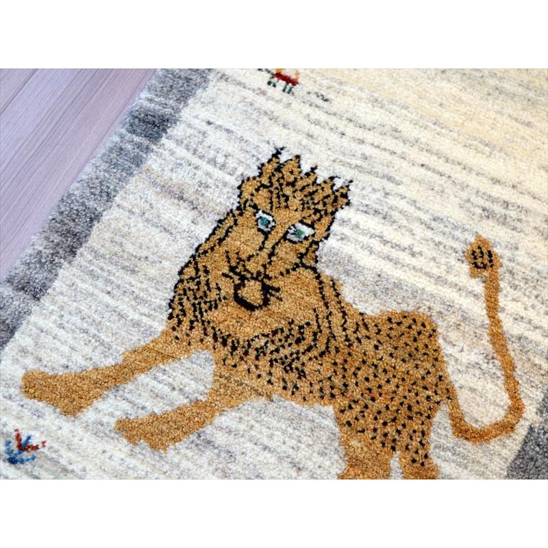 ギャッベライオンペルシャ本物 手織り玄関マットサイズ63\92㎝ ギャッベライオンペルシャ手織り玄関マットサイズ63\92㎝ No 21-5201