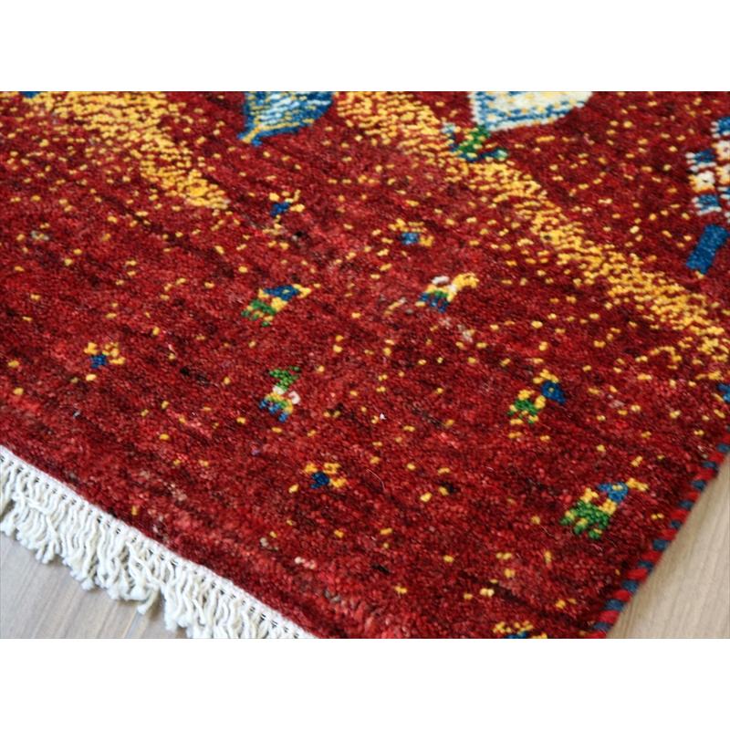 ギャッベ リズバフト 玄関マット  93x62cm ブルー イエロー レッド ザクロス山麓の風景 | ブランド登録なし | 04