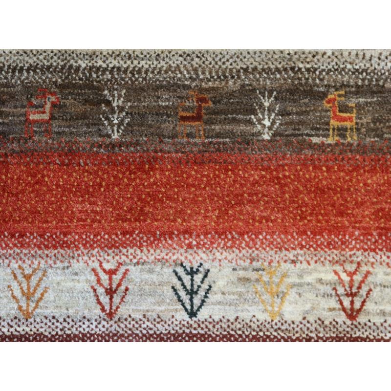 ギャッベ イランの手織りラグ 159x62cm カラフルボーダー 動物と生命の樹 | ブランド登録なし | 03