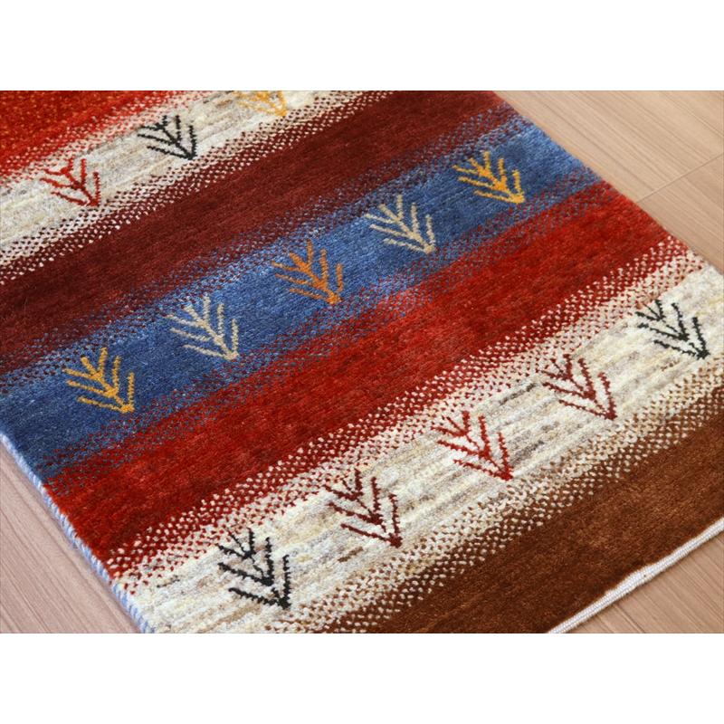 ギャッベ イランの手織りラグ 159x62cm カラフルボーダー 動物と生命の樹 | ブランド登録なし | 04