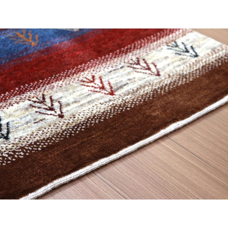 ギャッベ イランの手織りラグ 159x62cm カラフルボーダー 動物と生命の樹 | ブランド登録なし | 06