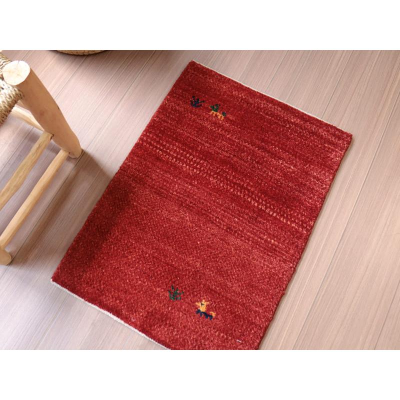 ミニギャッベ　イランの手織りラグ GABBEH 60x44cm レッド　無地　シンプル | ブランド登録なし | 02