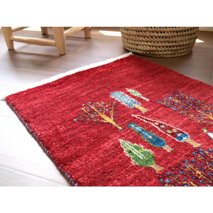 ギャッベ　リズバフト　細かな織り　玄関マット 84×53cm レッド　様々な形の生命の木 |  | 06
