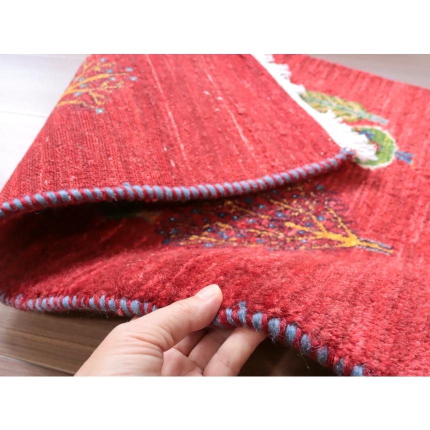 ギャッベ　リズバフト　細かな織り　玄関マット 84×53cm レッド　様々な形の生命の木 |  | 08