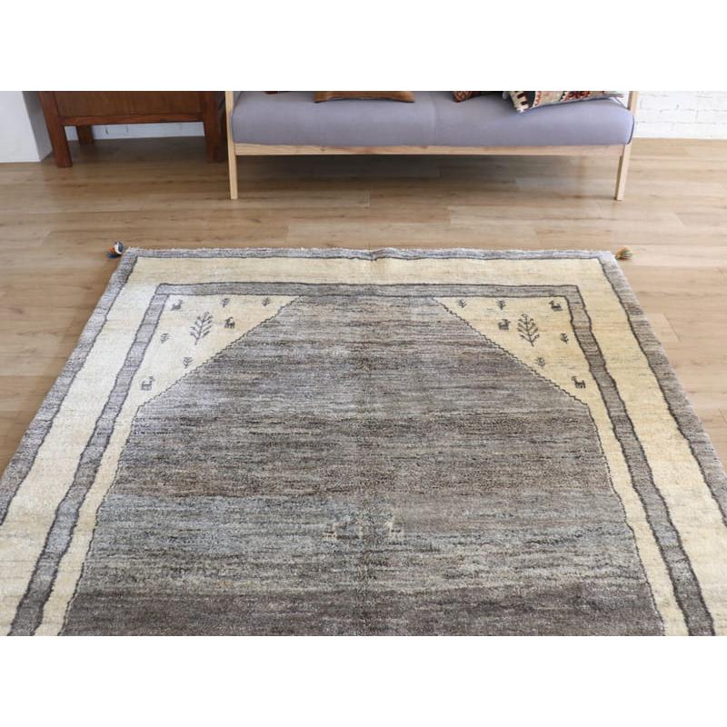 ギャッベ　イラン産手織りラグ　ふかふか 240x173cm モノトーン　グレーの六角メダリオン | ブランド登録なし | 02