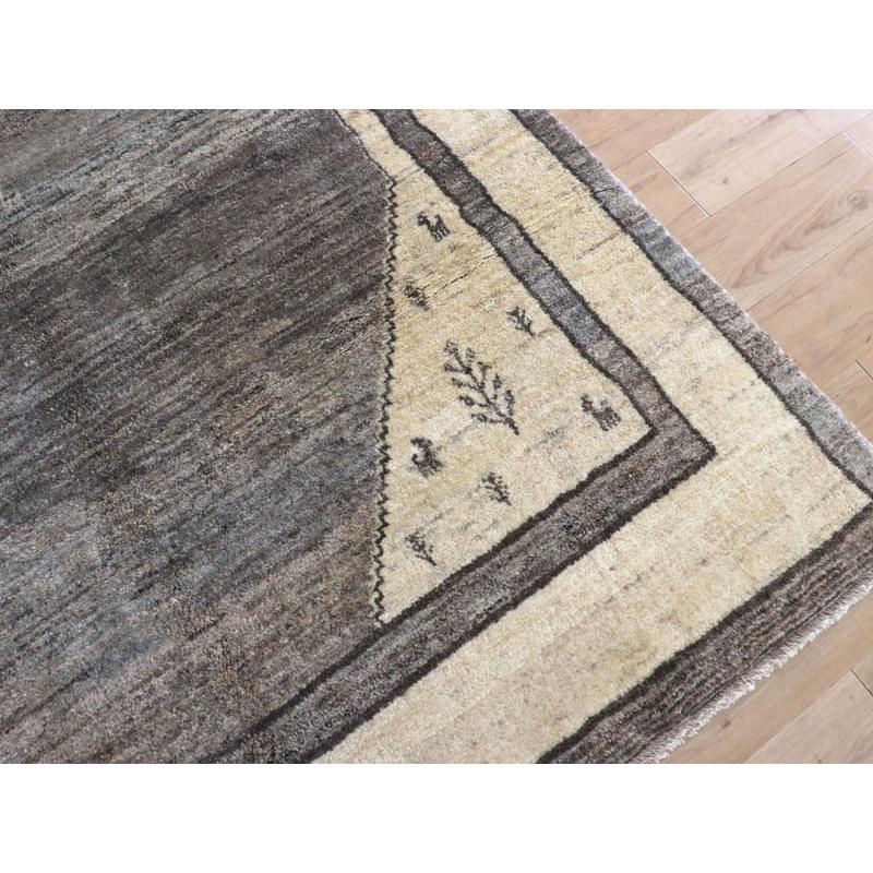 ギャッベ　イラン産手織りラグ　ふかふか 240x173cm モノトーン　グレーの六角メダリオン | ブランド登録なし | 03