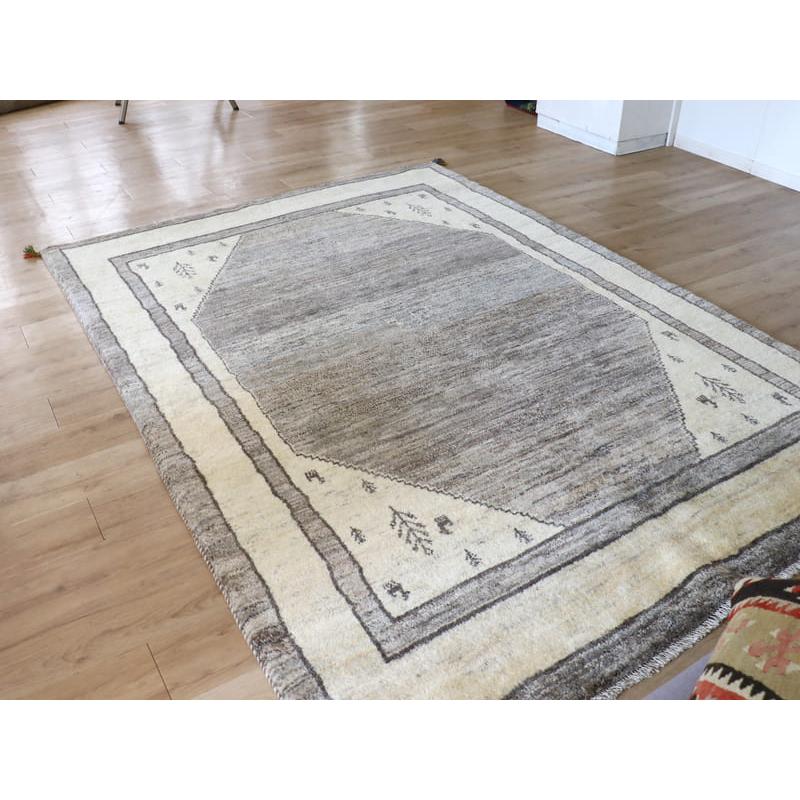 ギャッベ　イラン産手織りラグ　ふかふか 240x173cm モノトーン　グレーの六角メダリオン | ブランド登録なし | 06