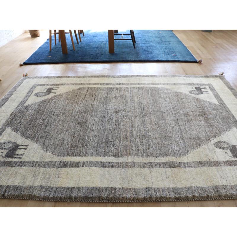 ギャッベ　イラン産手織りラグ　ふかふか 245x178cm モノトーン　グレーの六角メダリオン　ライオン | ブランド登録なし | 04