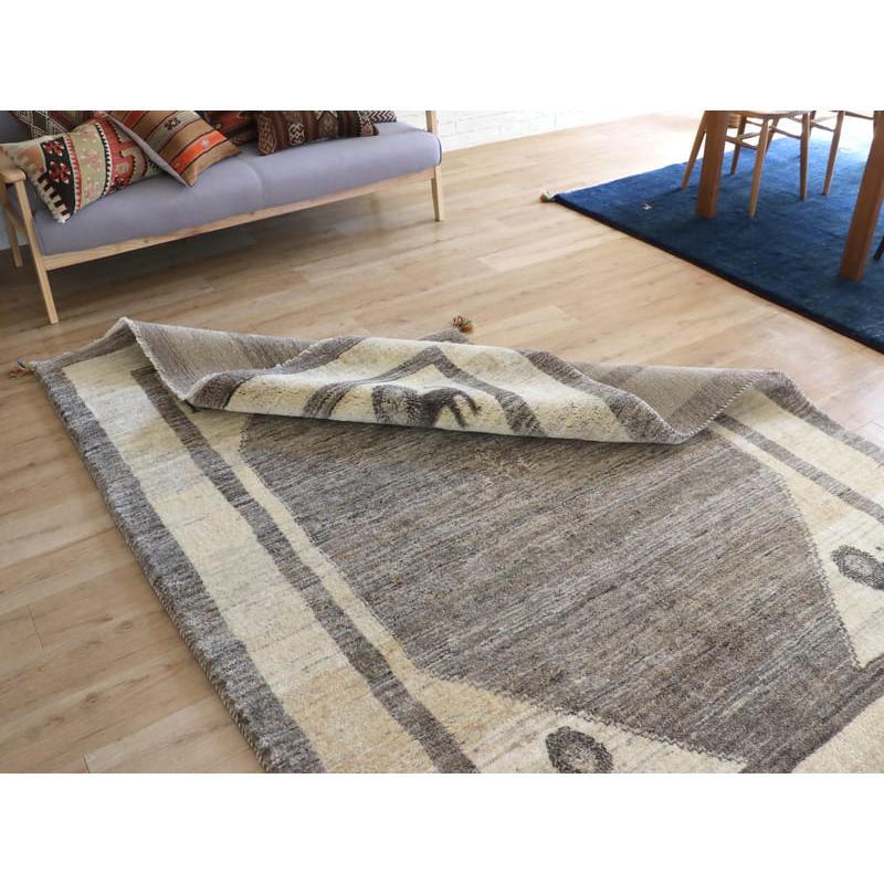 ギャッベ　イラン産手織りラグ　ふかふか 245x178cm モノトーン　グレーの六角メダリオン　ライオン | ブランド登録なし | 05