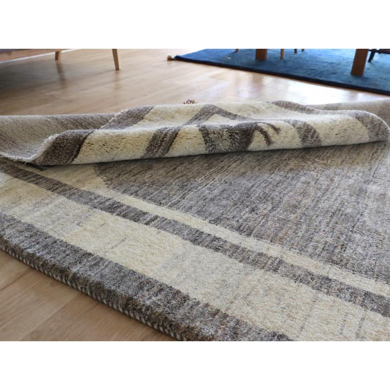 ギャッベ　イラン産手織りラグ　ふかふか 245x178cm モノトーン　グレーの六角メダリオン　ライオン | ブランド登録なし | 07