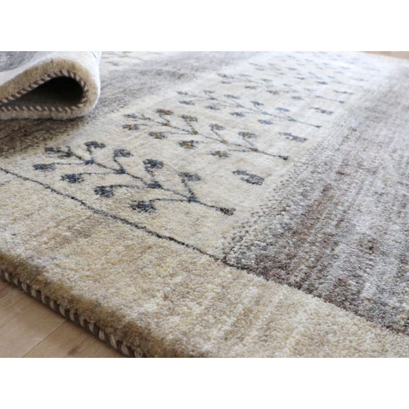 ギャッベ イラン産手織りラグ ふかふか 235x178cm アイボリー ギャッベ イラン産手織りラグ ふかふか 235x178cm アイボリー