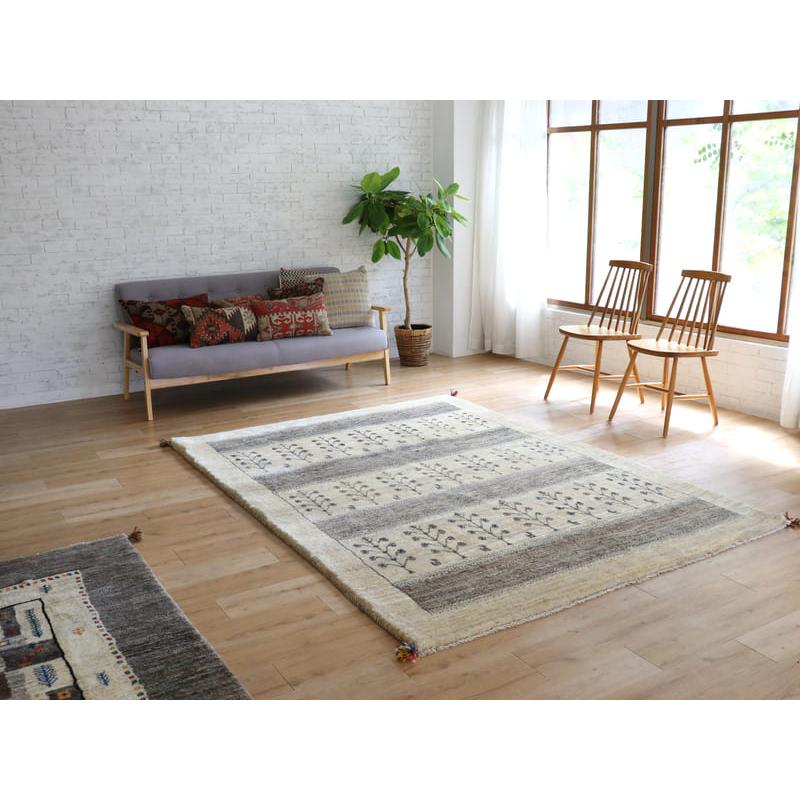 ギャッベ イラン産手織りラグ ふかふか 235x178cm アイボリー ギャッベ イラン産手織りラグ ふかふか 235x178cm アイボリー
