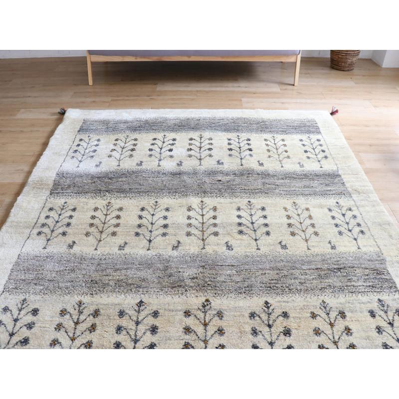 ギャッベ イラン産手織りラグ ふかふか 235x178cm アイボリー ギャッベ イラン産手織りラグ ふかふか 235x178cm アイボリー