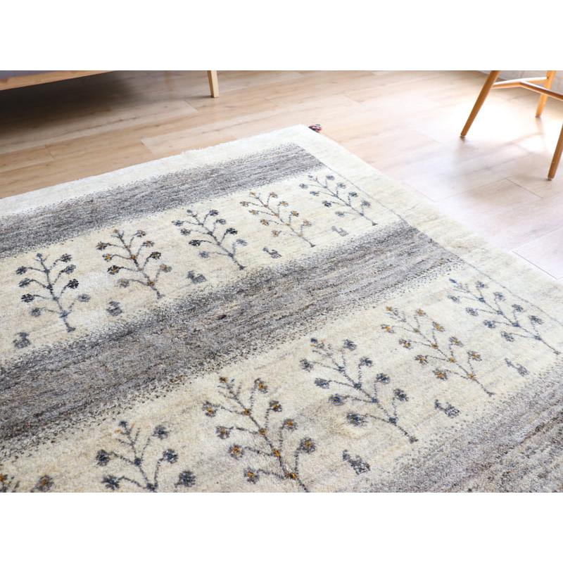 ギャッベ イラン産手織りラグ ふかふか 235x178cm アイボリー ギャッベ イラン産手織りラグ ふかふか 235x178cm アイボリー