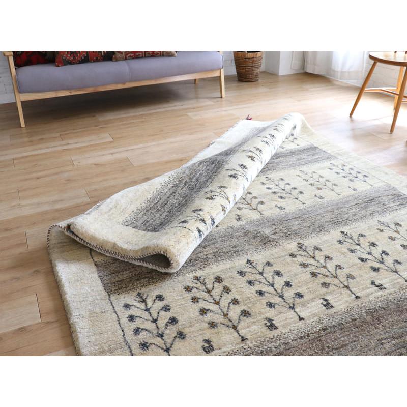 ギャッベ イラン産手織りラグ ふかふか 235x178cm アイボリー ギャッベ イラン産手織りラグ ふかふか 235x178cm アイボリー