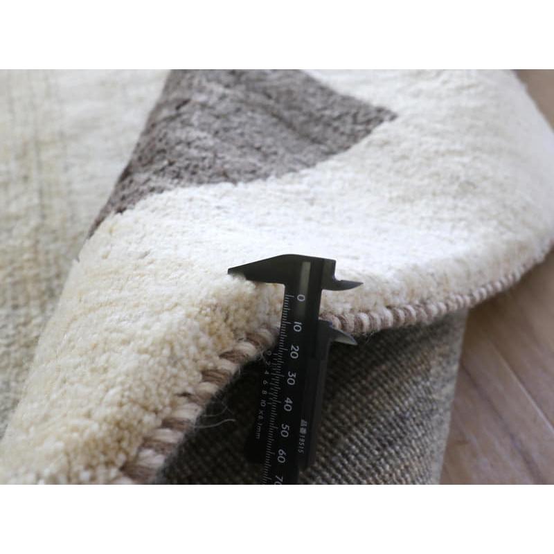 ギャッベ　イラン産手織りラグ　ふかふか 243x207cm ナチュラルアイボリー　グレーのボーダー | ブランド登録なし | 11