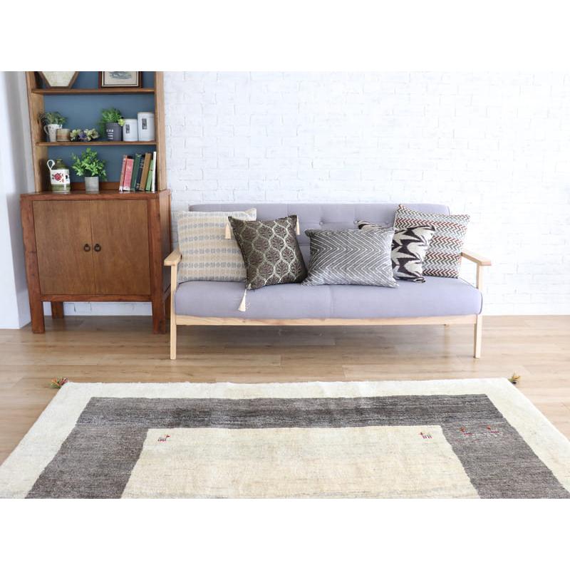 ギャッベ　イラン産手織りラグ　ふかふか 243x207cm ナチュラルアイボリー　グレーのボーダー | ブランド登録なし | 04