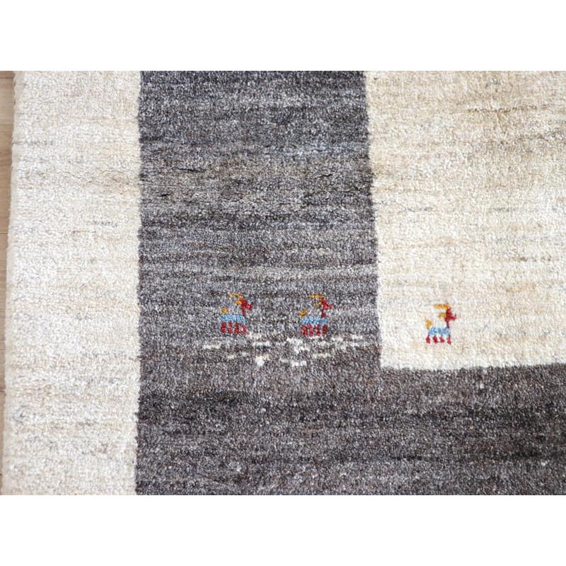 ギャッベ　イラン産手織りラグ　ふかふか 243x207cm ナチュラルアイボリー　グレーのボーダー | ブランド登録なし | 05
