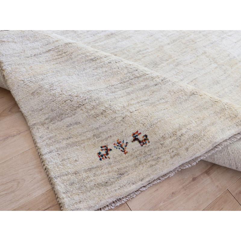 ギャッベ イラン産手織りラグ ふかふか 277x195cm ナチュラル