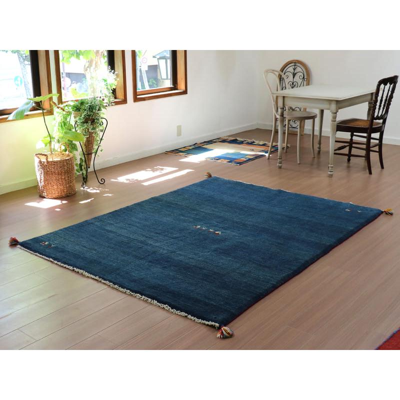 ギャッベ　イラン製　カシュガイ族手織り 200x156cm ブルー　動物と植物モチーフ | ブランド登録なし | 01