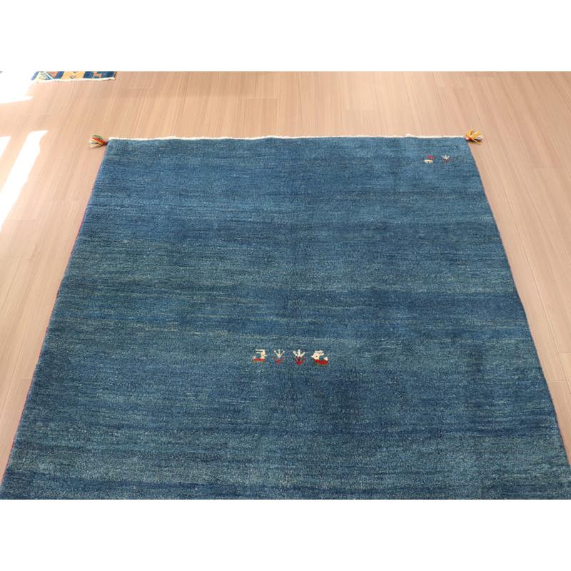 ギャッベ　イラン製　カシュガイ族手織り 200x156cm ブルー　動物と植物モチーフ | ブランド登録なし | 02