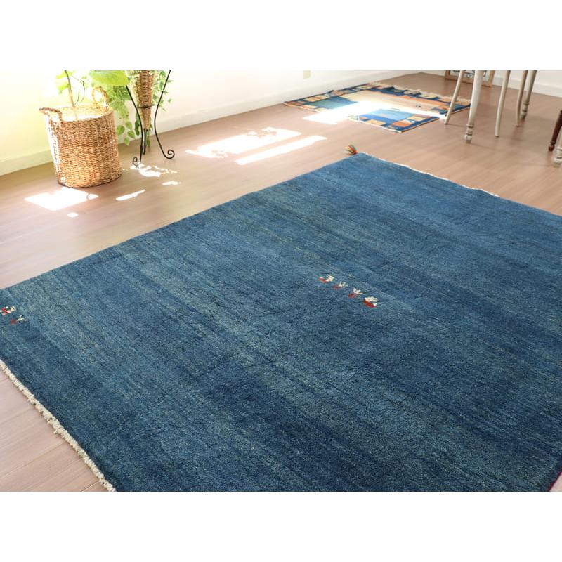 ギャッベ　イラン製　カシュガイ族手織り 200x156cm ブルー　動物と植物モチーフ | ブランド登録なし | 03