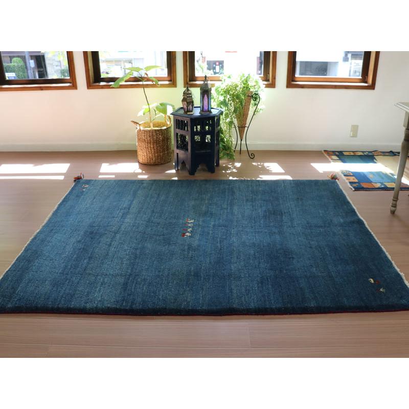 ギャッベ　イラン製　カシュガイ族手織り 200x156cm ブルー　動物と植物モチーフ | ブランド登録なし | 04