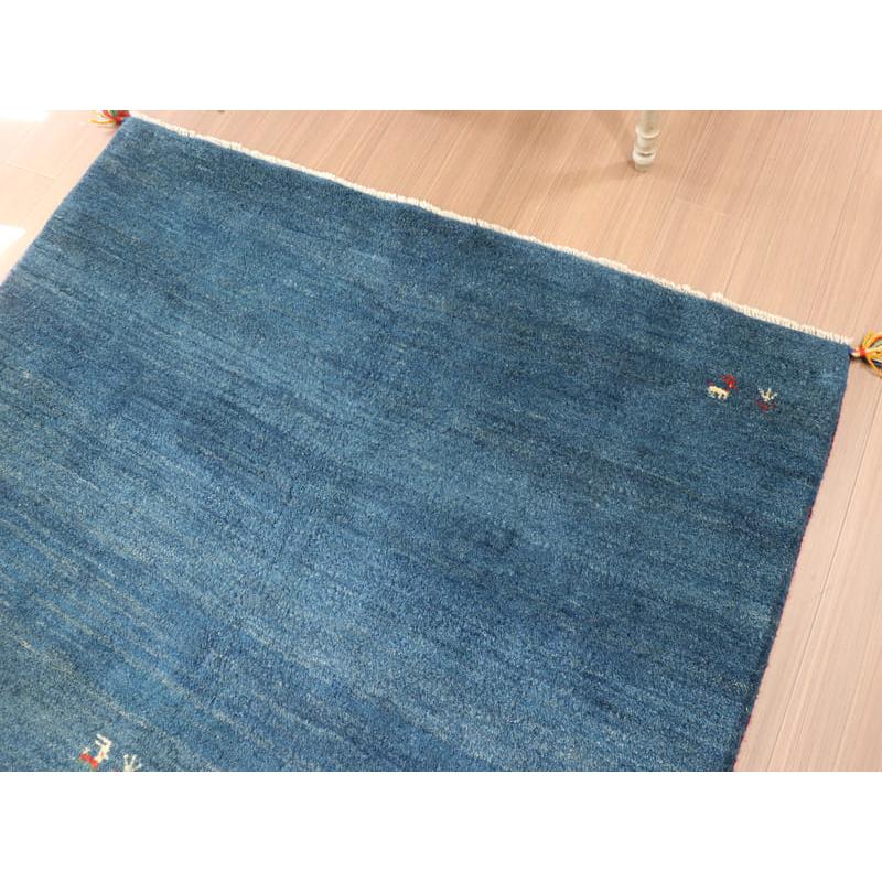 ギャッベ　イラン製　カシュガイ族手織り 200x156cm ブルー　動物と植物モチーフ | ブランド登録なし | 05