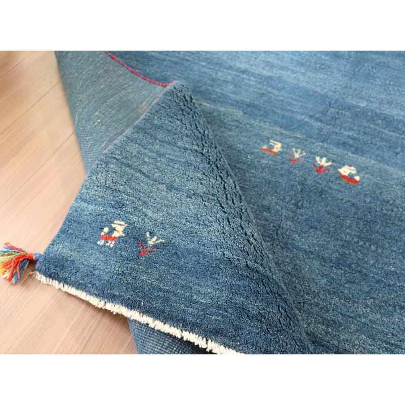 ギャッベ　イラン製　カシュガイ族手織り 200x156cm ブルー　動物と植物モチーフ | ブランド登録なし | 07