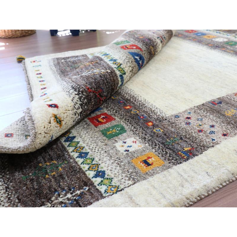 ギャッベ　イラン製　カシュガイ族手織り 203x158cm ナチュラルアイボリー　グレー | ブランド登録なし | 12