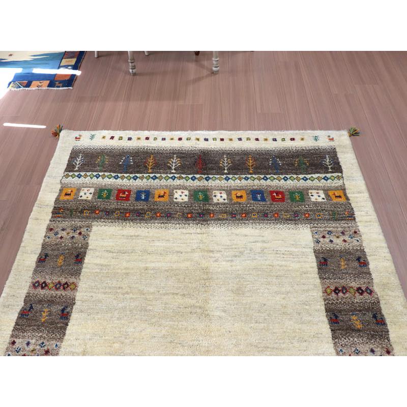 ギャッベ　イラン製　カシュガイ族手織り 203x158cm ナチュラルアイボリー　グレー | ブランド登録なし | 02