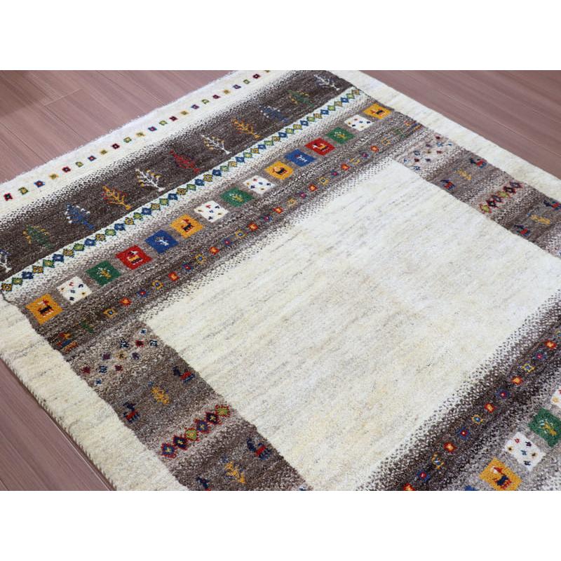 ギャッベ　イラン製　カシュガイ族手織り 203x158cm ナチュラルアイボリー　グレー | ブランド登録なし | 04