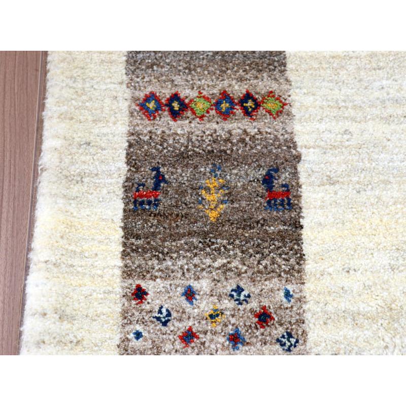 ギャッベ　イラン製　カシュガイ族手織り 203x158cm ナチュラルアイボリー　グレー | ブランド登録なし | 05